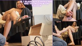 N1 Slave lick Lytta Sweaty Feet while she Buys More clothes with his Credit card - FOOT FETISH - FOOT WORSHIP - FOOT DOMINATION - FOOT SLAVE - SOLES - SMELLY FEET - STINKY - SWEATY - FOOT SMELLING - TOE SUCK - FINDOM -