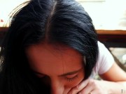 Black Lynn Sucks and Swallows Cum in the Backyard