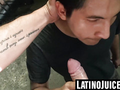 Attractive Eloy sucks me dry before facial cum shower