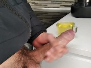 Horny Pig Pisses in a Cup and then Jerks off and Cums in the Piss