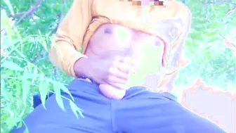 Twink Outdoor Handjob and Huge Cumshot Almost Caught at Railway Station