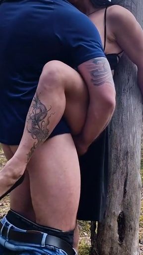 Jaw-dropping moment from &quot;Handcuffed Milf On The Tree In Public Forest And Fucking Her Hard&quot;