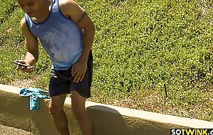 Latino stud ass fucks handsome athletic buddy bareback