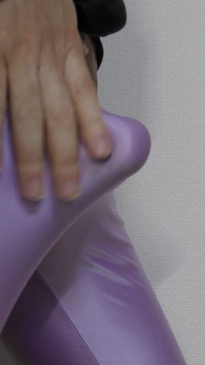 Masturbation with purple satin leggings   Clip 1
