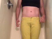 Wetting Myself 2 - Pissing in Yellow Jeans