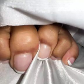 Ebony Girl Under Her Covers in Bed Show off Feet