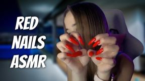 Sharp red nails ASMR worship