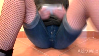 Japanese gamer girl doesn't wanna pause game ( Among Us ) wets panties instead