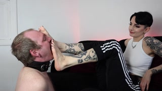 Goth Dominatrix Makes Me Sniff, Lick &amp; Worship Her Sweaty Socks &amp; Feet