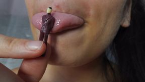 My giantess stepsister sucks tiny stepbrother like a candy then swallows it and cleans the rest with a toothpick in 4k