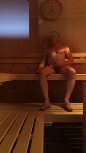 Randy Dude Caught Jerking in a Public Sauna