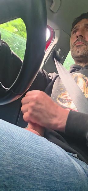 Straight Guy Gets Horny and Jerks off While Driving, He Almost Got Caught