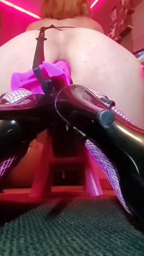 Bodystring, Eiffel Tower🗼dildo in the ass. I love milking this slut.  Pink fishnets, stiletto heels. Vanessabitchx