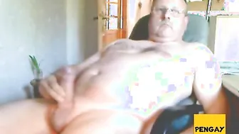 Bearded Daddy Strokes His Thick Cock and Cums