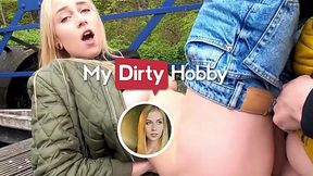 Blonde babe gets publicly fucked hard!