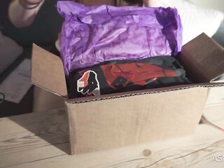 ASMR Cutie Unboxes and Plays with a Giant Sex tool