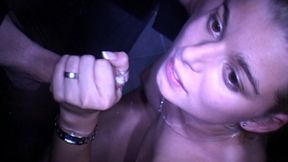 Innocent teen Melanie gives first blowjob at the gloryhole
