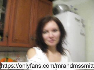 stepsister sucks stepbrother in the kitchen during lunch