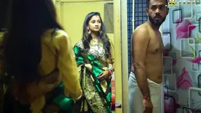 A sexy handsome husband fucked her wife while she was ready to attend festval.