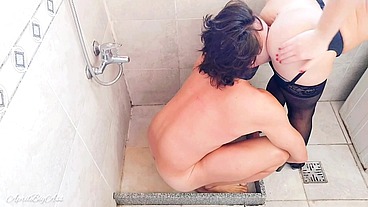 Pee enema for my stepdad, straight from my pussy to his ass!!!