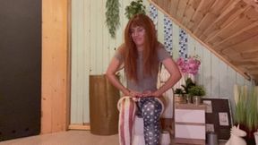 Gorgeous redhead girl makes brownies and farts, ex-partner domination via phone MP4