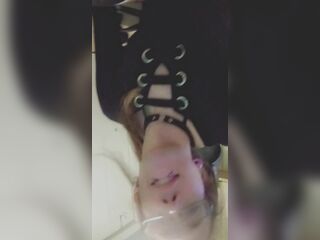 Cute Emo trans cutie licks her own cum