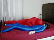 Gay Spandex Frotting and Rubbing in Zentai Catsuits