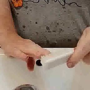 Washing my nasty hands muddy dirty
