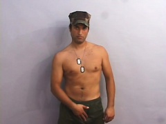 Horny Army guy can't believe the barracks are bare and jumps at the chance to jerk off