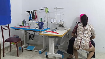 intense seduction in the sewing workshop