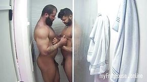 Hunks play nipples in the shower