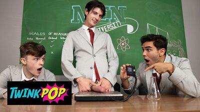 TWINKPOP - College Class Turns Into A Dick-Measuring Contest And Then A Hot Group Sex