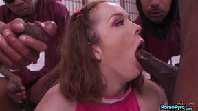 Whore & Teen Cheerleader Aliya Brynn Takes On A Gang Of Big Black Dicks