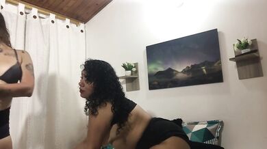Lesbian thumb war leaves puffy tits quivering as rough tit sucking pounds through bedroom walls