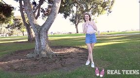 Real Teens - New girl Addee public flashing &amp_ masturbation