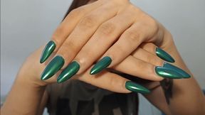 Metallic Green nails fetish (wmv)