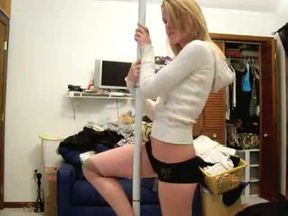 Sassy and skanky blonde whore stripteasing on webcam