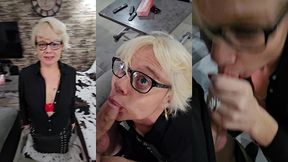 pipe et facial en mode secretaire salope