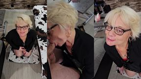 pipe et facial en mode secretaire salope