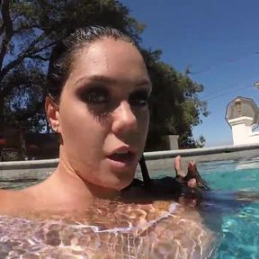 Curvy Alison swims and masturbates in the pool