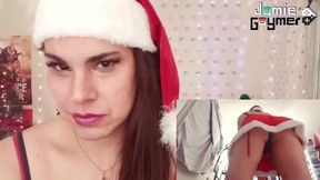 Christmas sex machine wrecks petite hottie deep inside sloppy red panties