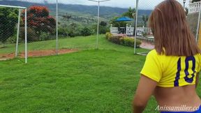 Sexy Latina Big Booty Destroyed Trainer Gushes Loads Public Field