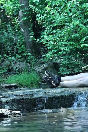 Flexing by the Waterfall, Trying to Sneak a Little Private Moment