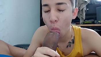 Sucking a big black cock