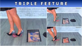 Triple Feeture - Stomped Under My Wild Zebra Stilettos, Army Stilettos & Manolo Blanik Heels (T23) - Leg Cam - Cock Balls Trampling Trample Crush Shoe Heel Giantess CBT Ballbusting Fetish