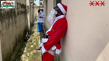 Christmas came earlier for na&iuml_ve 18yo press girl on Hijab as Santa gave her hot Fuck outside the compound while she tries the new school camera (Watch hot full videos on RED)