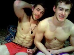 Tattooed muscled gay hunk takes dick up his ass hole