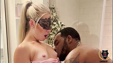 Masked Blonde Kait Gets Her Mouth & Pussy Dicked By Rome Major!