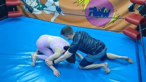Sensual wrestling by a slender girl