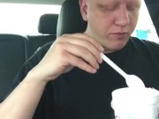 Piggy eating snacks at sonic